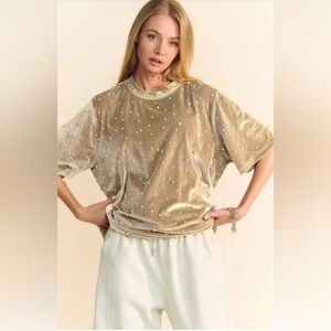 A20- Neutral Pearl Embellished Top